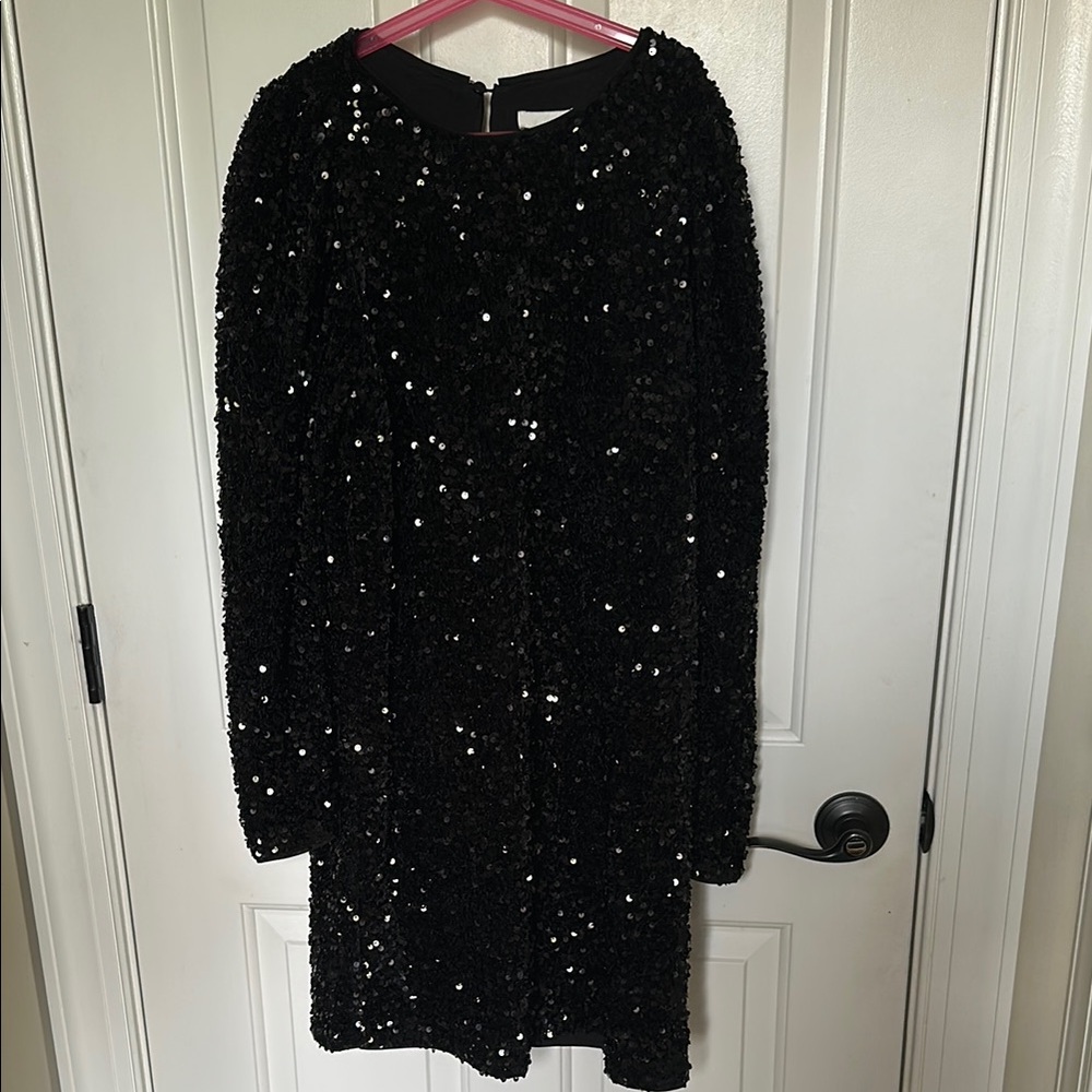 H&M Black Sequin Long Sleeve Dress